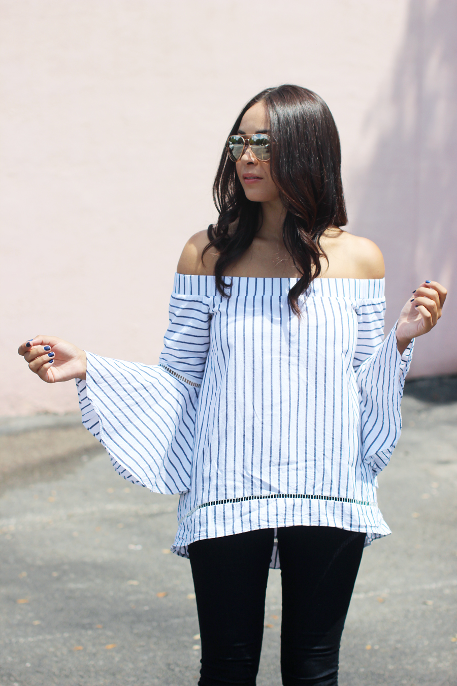Fixin to Thrill | Bell Sleeves for Fall, striped blouse