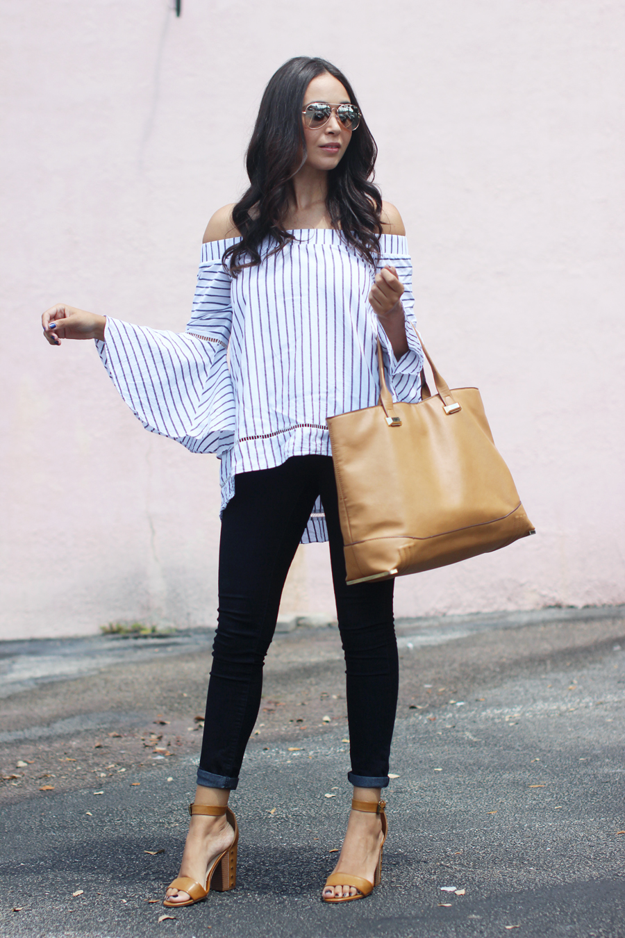 Fixin to Thrill | Bell Sleeves for Fall, striped blouse