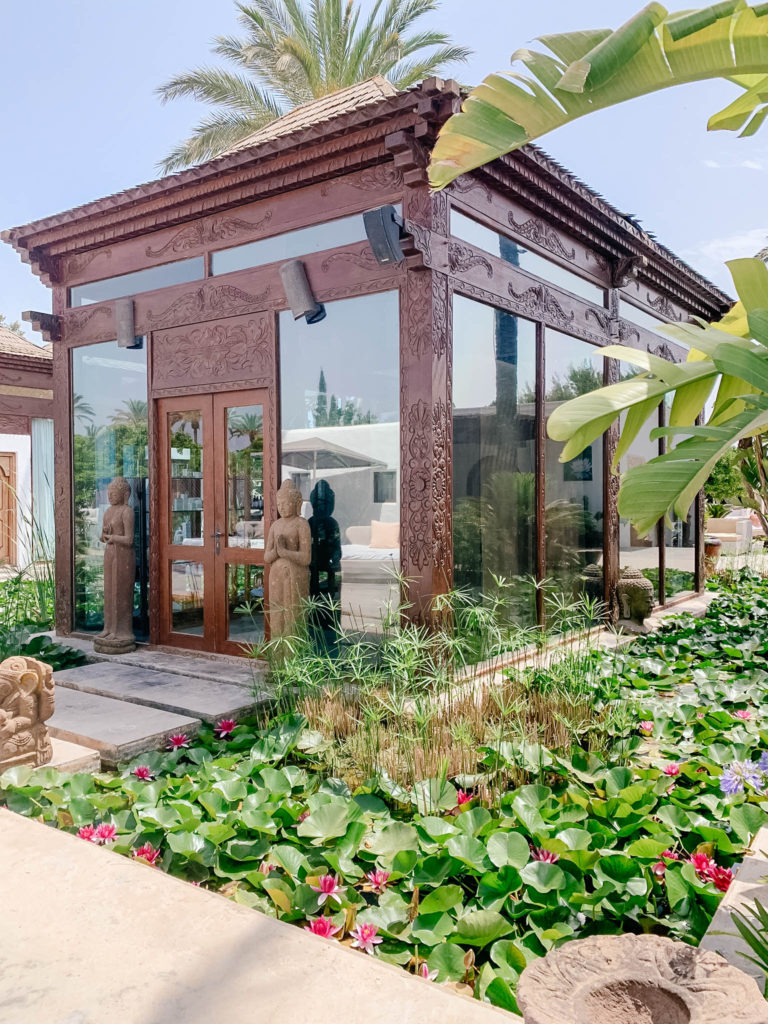 Luxury treatment room at Atzaró Spa with organic products.