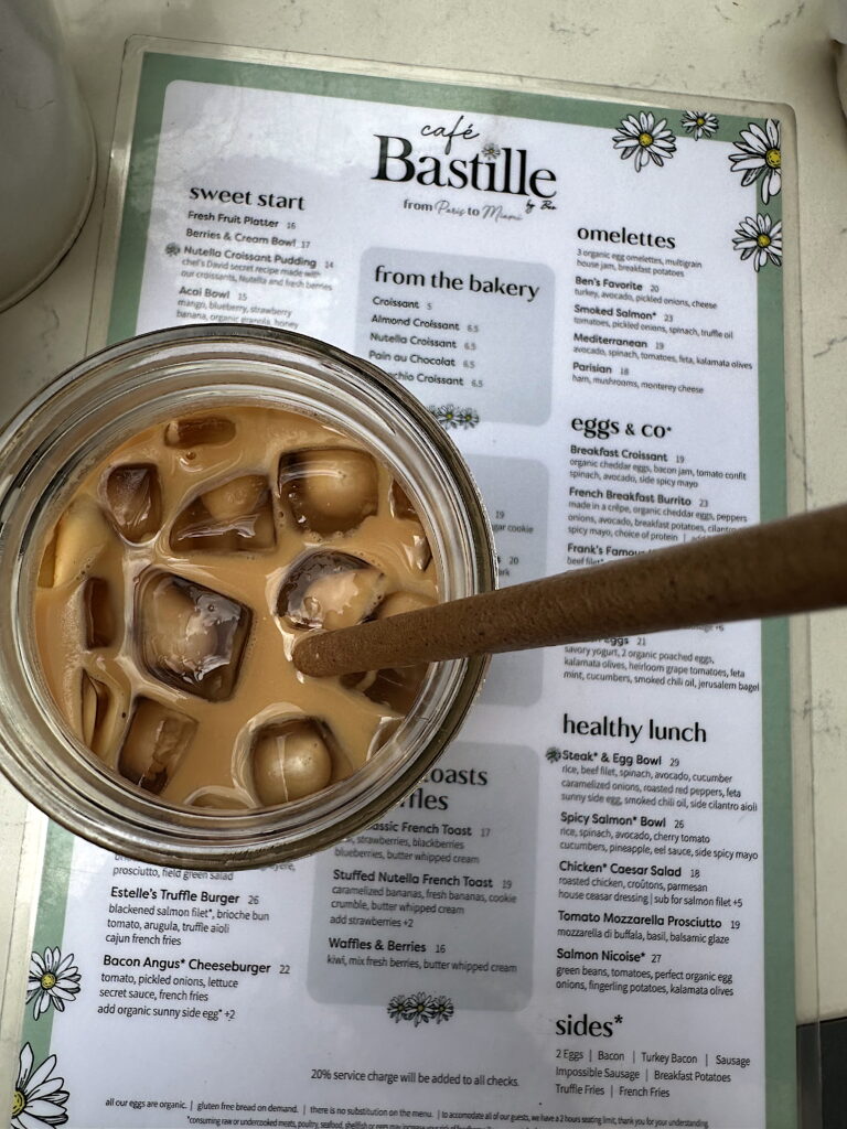Cafe Bastille Menu and coffee