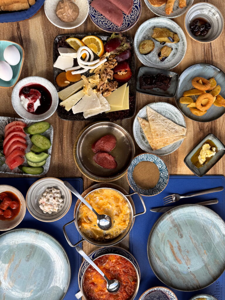 Traditional Turkish breakfast spread in Istanbul, Turkey